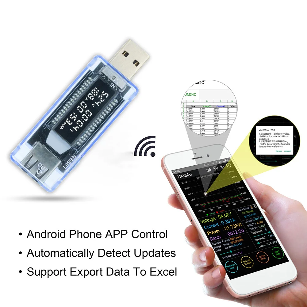 Description Picture 4 of itemKWS-V20 Voltage Meters Current Voltage Capacity Battery Tester USB Volt Current Voltage Doctor Charger Capacity Tester Meter Pow