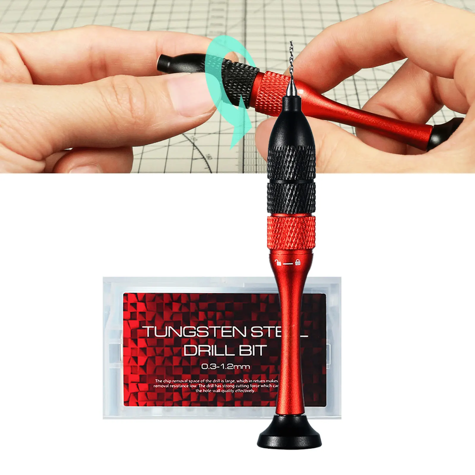 

DSPIAE AT-SHD Precision Hand Drill Set For Hobby DIY Model Making Tool Aluminum Alloy Red