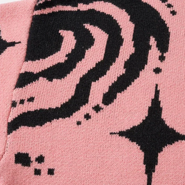 Aelfric Eden Knitted Graphic Letter Patchwork Jumper Hip Hop Galaxy Star Sweater Harajuku Streetwear Men Loose Pullover Knitwear