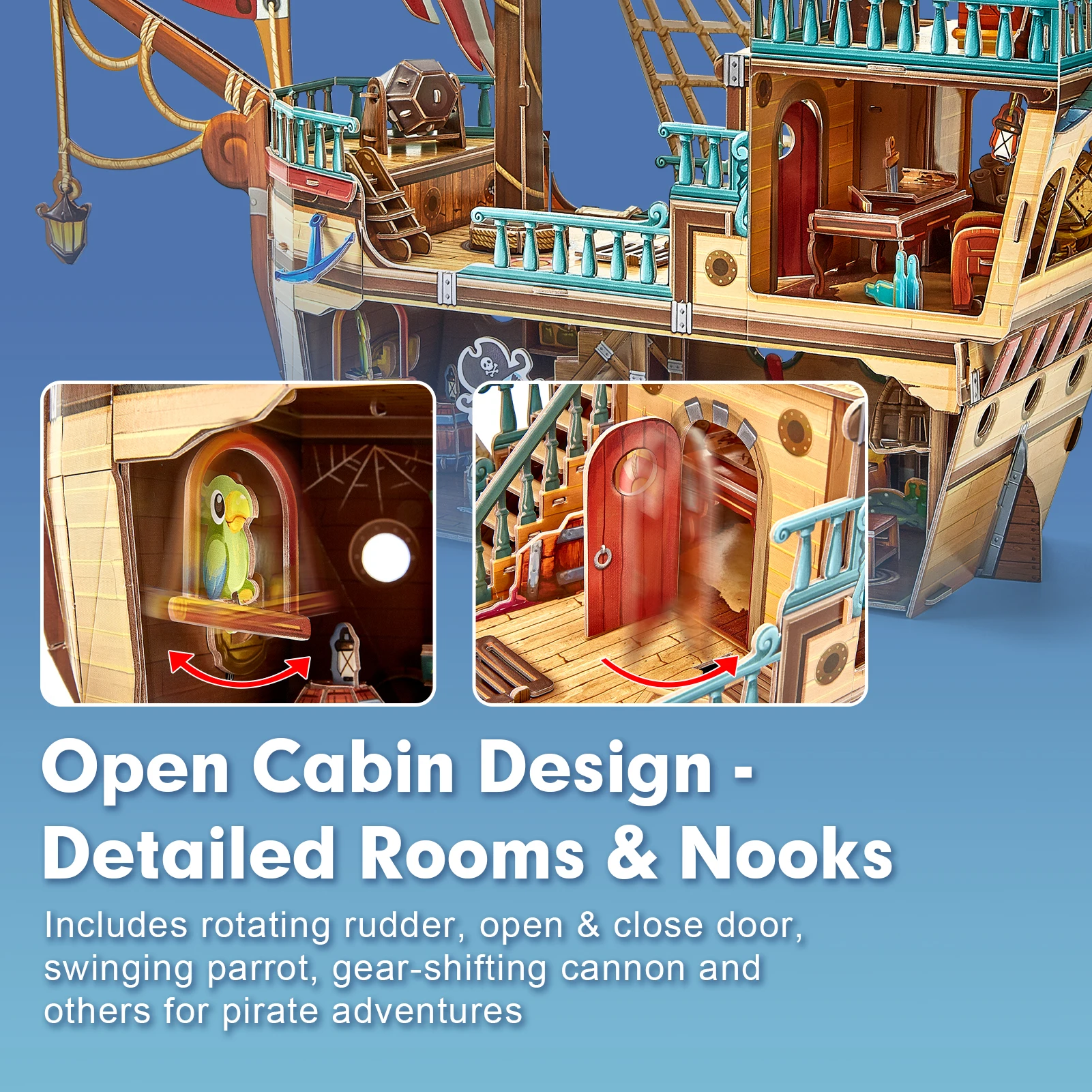 CubicFun 3D Puzzles 157 Pieces Pirate Treasure Ship Sailing Boat