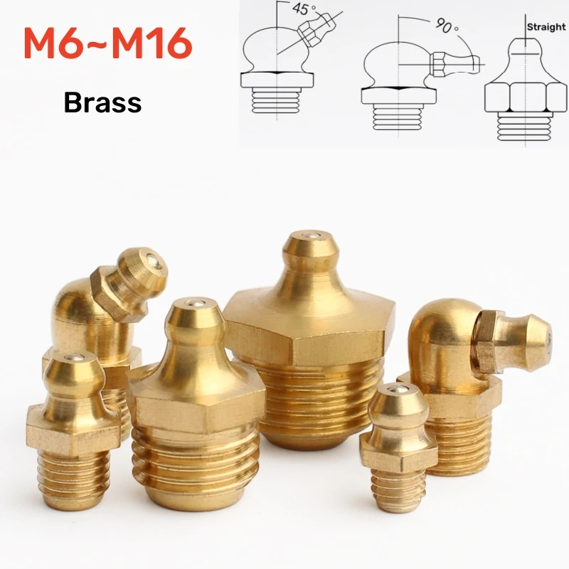 

2–10 pcs. Brass Hydraulic Straight 45/90 Degree Copper Oil Outlet Knee Type Oil Spout For Lubricant