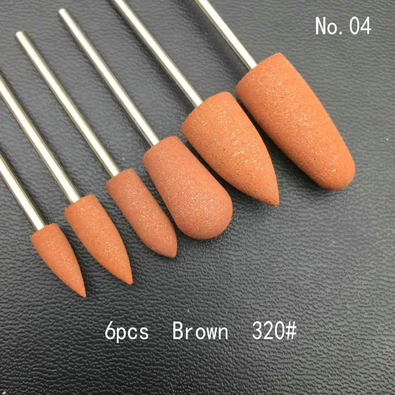 6-Piece Rubber Silicone Nail Drill Bit Set for Manicure and Polishing