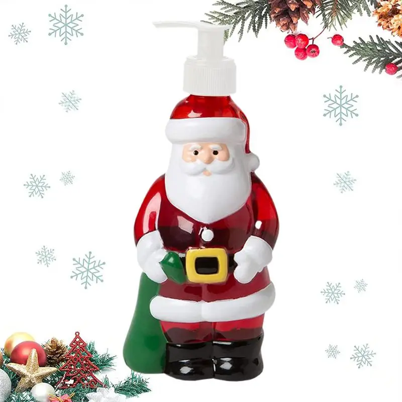 300ml Christmas Tree Santa Claus Soap Dispenser Refillable Bathroom Shampoo Bottle plastic Press Hand Sanitizer Emulsion Bottle 2