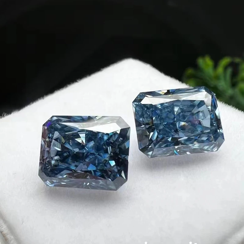 D-Blue Color Loose 1~5CT Radiant Cut  synthetic Moissanite Stone with GRA Certificate  for Women Jewelry Ring Earrings Making