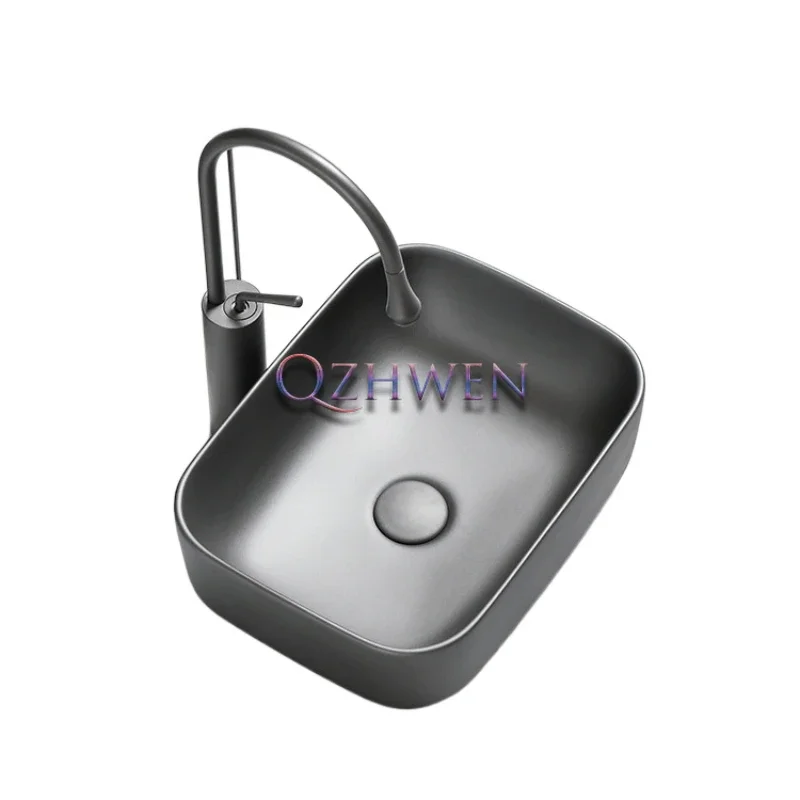 40*30*14cm Gunmetal Gray Black Bathroom Sink Home Furnish Countertop Ceramic Washbasin Hotel Toilet Washroom Art Basin Faucet
