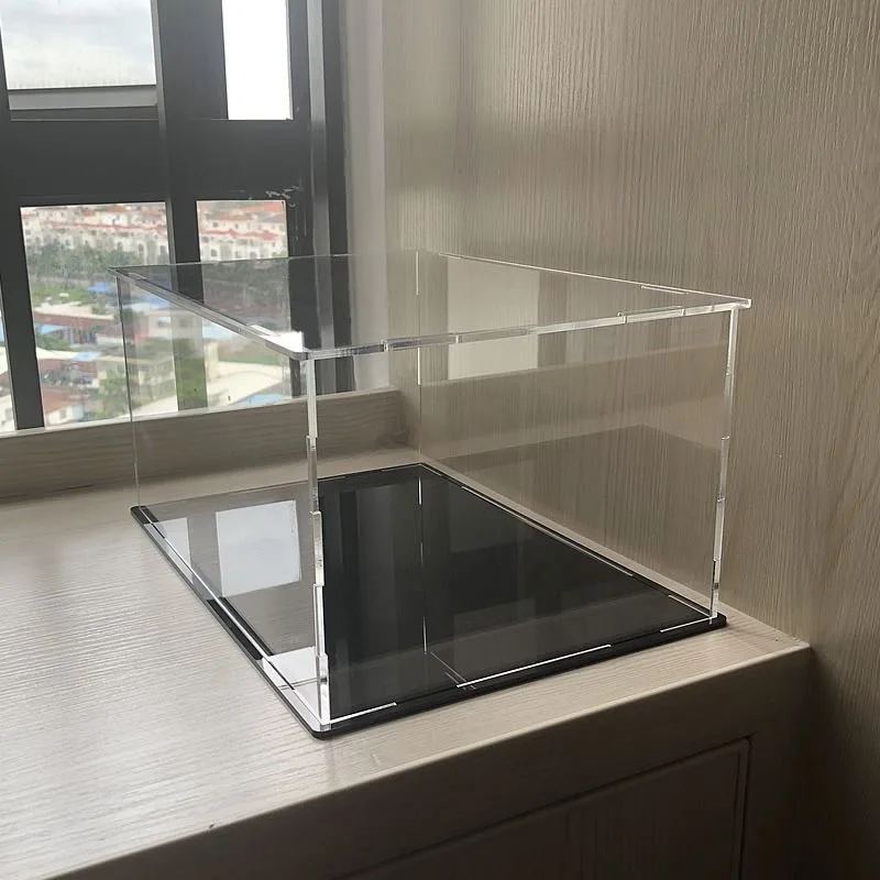 Clear Acrylic Display Case with Black Base 15.7x 7.9x 5.9 In Dustproof Protection Showcase for Action Figures Toys Collectibles