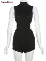 Weird Puss Backless Cross Bandage Romper Women Summer Hipster Sleeveless Simple Solid Playsuit Activity Stretch Street Overalls - Image 6