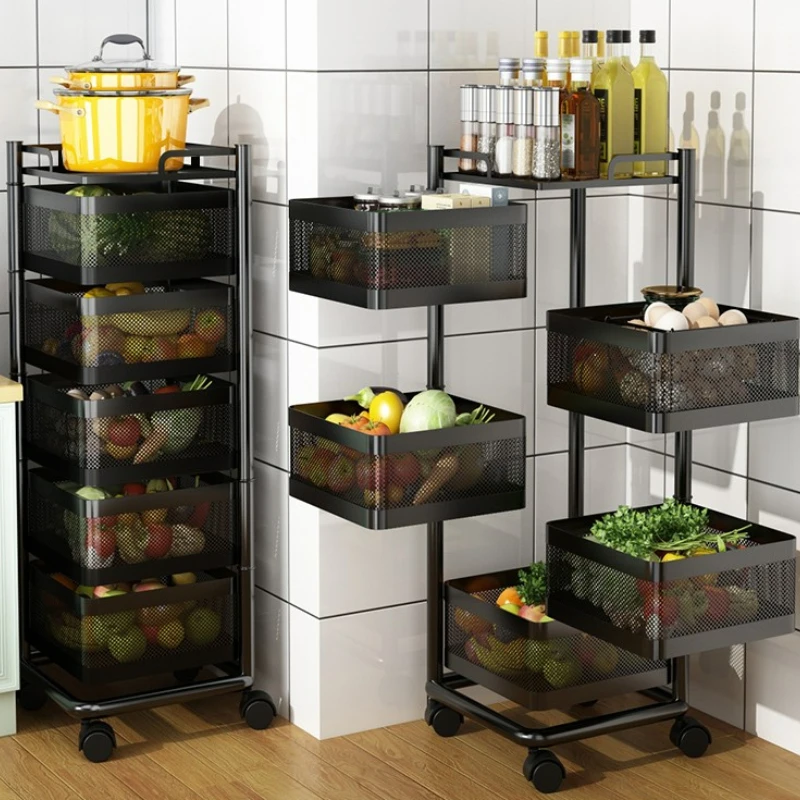 Rotating Storage Rack Kitchen Vegetable Rack Floor Multi Layer