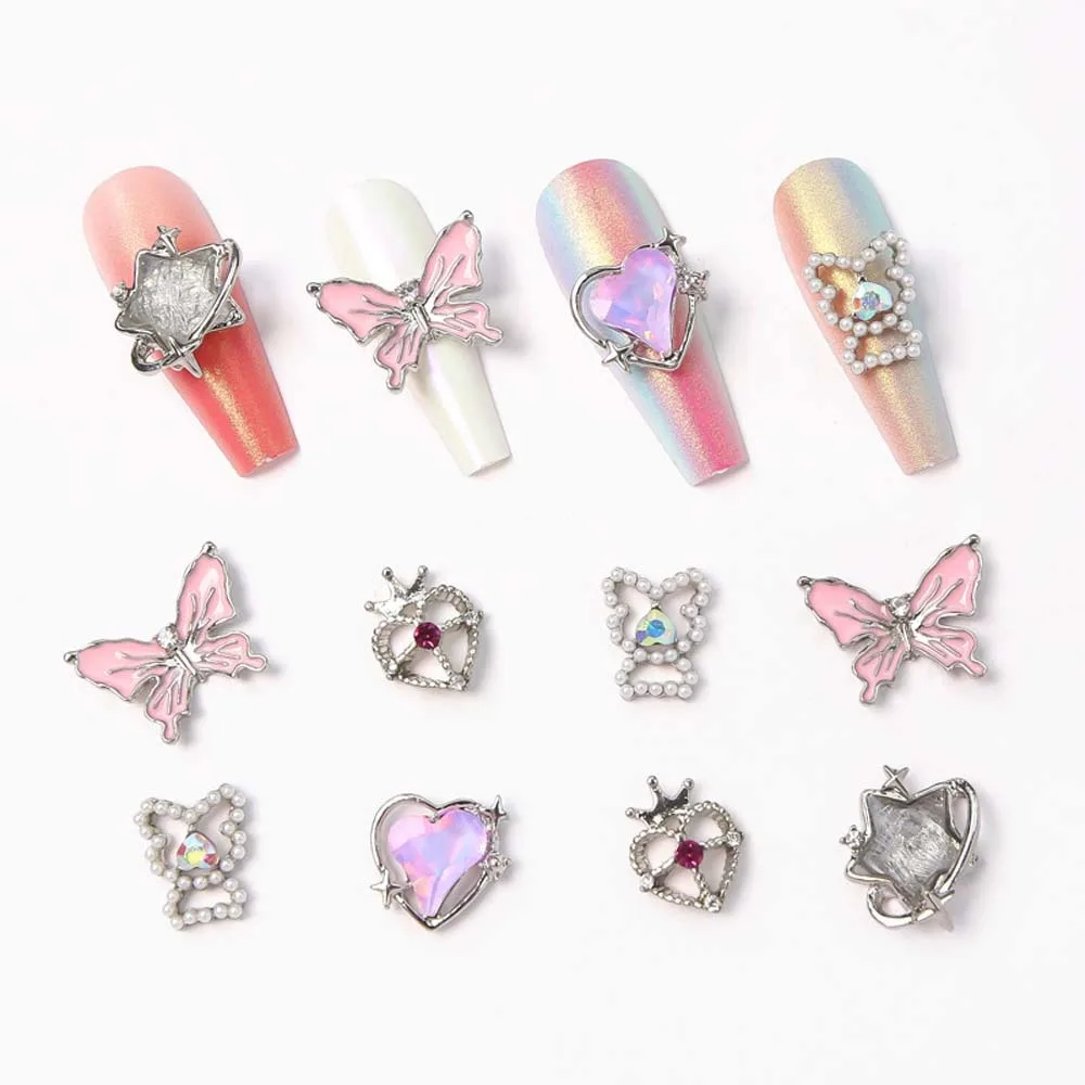 

5Pcs/set Nail Accessories Aurora Heart Nail Decorations DIY Nail Ornaments Nail Supplies Butterfly Nail Rhinestones