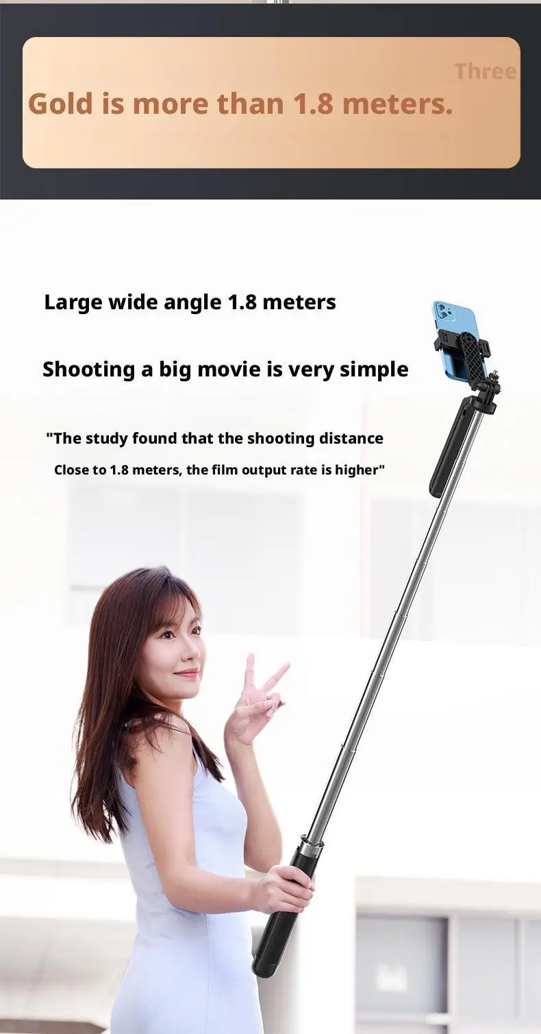 1.8m Tripod And Selfie Stick Wireless Remote & Extendable Phone Mount Compatible With IPhone/Android_voghion.com