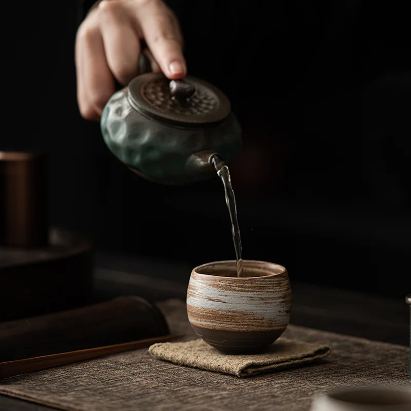 Japanese Style Handmade Stoneware Tea Cup Porcelain Kung Fu Tea Set TeaCup Small Single Cup Bowl Bowls MugRetro Style