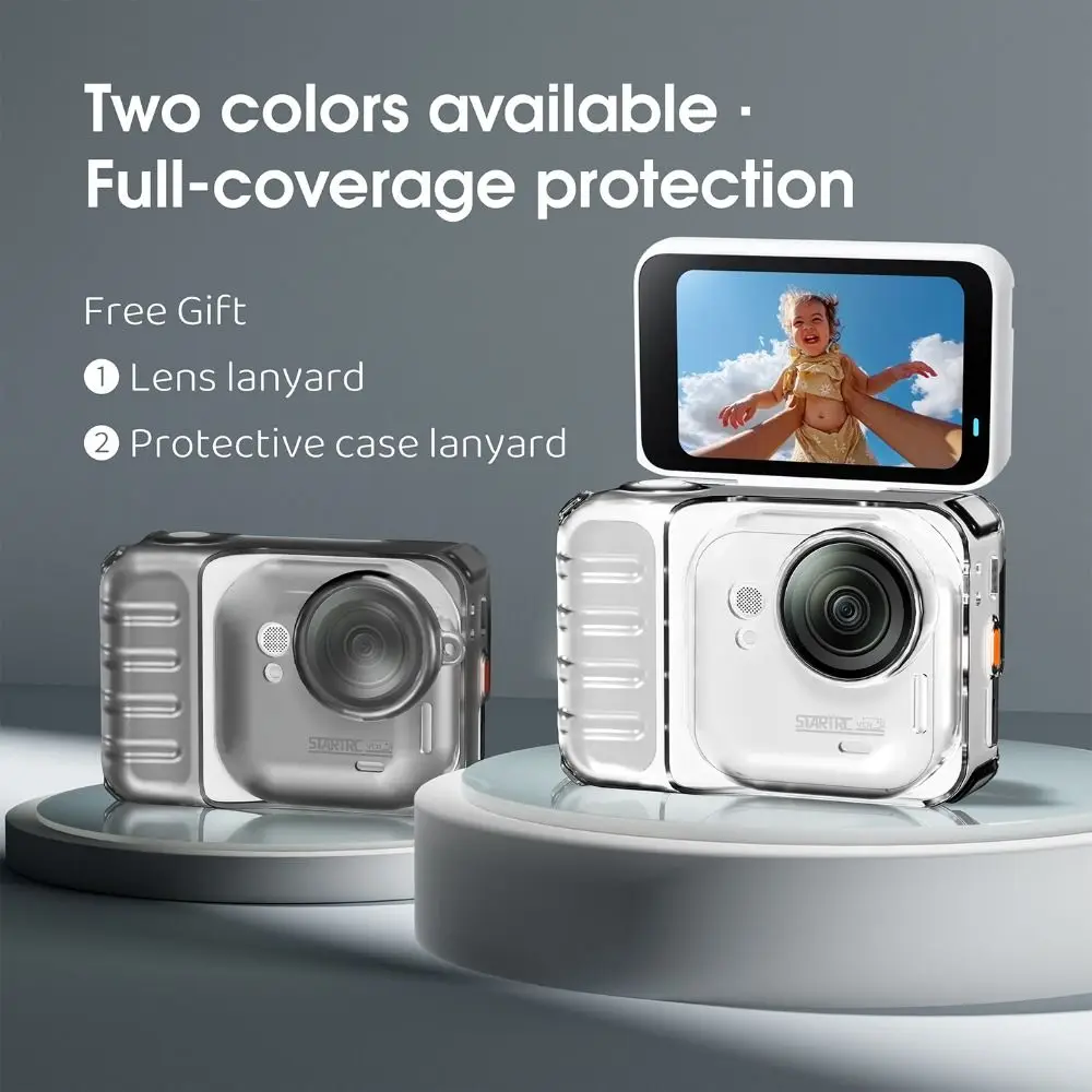 TPU Clear Protective Case Transparent Scratch-proof Body Cover Full Coverage With Anti-lost Rope Lens Cap for Insta360 Go Ultra