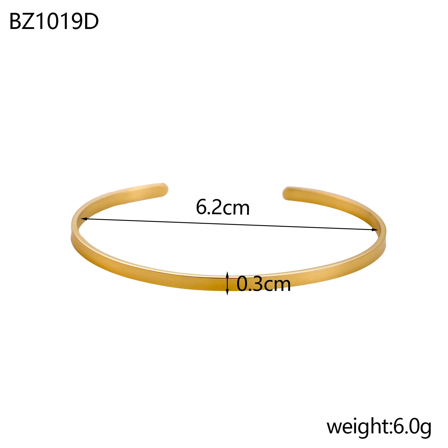 CARLIDANA Fashion Design C Shape Open Gold Plated Cuff Bangle Stainless Steel Blank Bar Bangle & Bracelet Unisex Jewelry