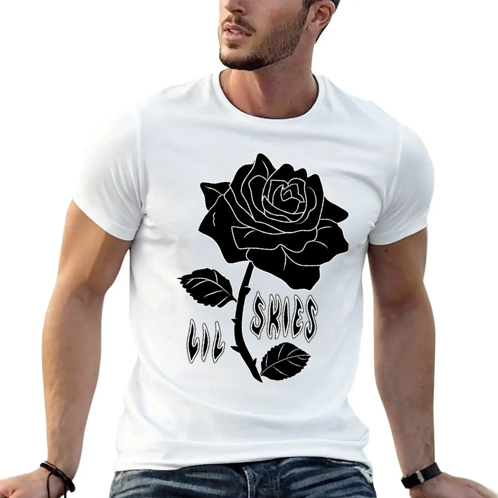 

lil skies dark rose T-Shirt plus size tops graphics oversizeds funny t shirts for men