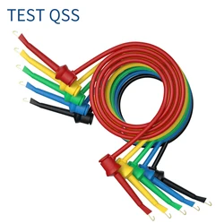 QSS 1M 5Pcs Test Hook Clip to Test Hook Clip Multimeter Test Leads Cable Wire Insulated Safety 5colors Q.70034