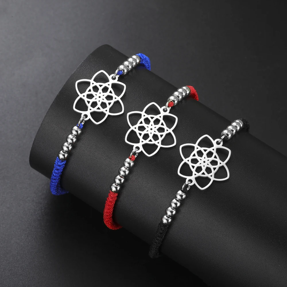 Dawapara Vintage Seed of Life Armband Leistungsstarke heilige geometrische Figuren Yoga Schmuck Edelstahl Paar Armband – Detail 23