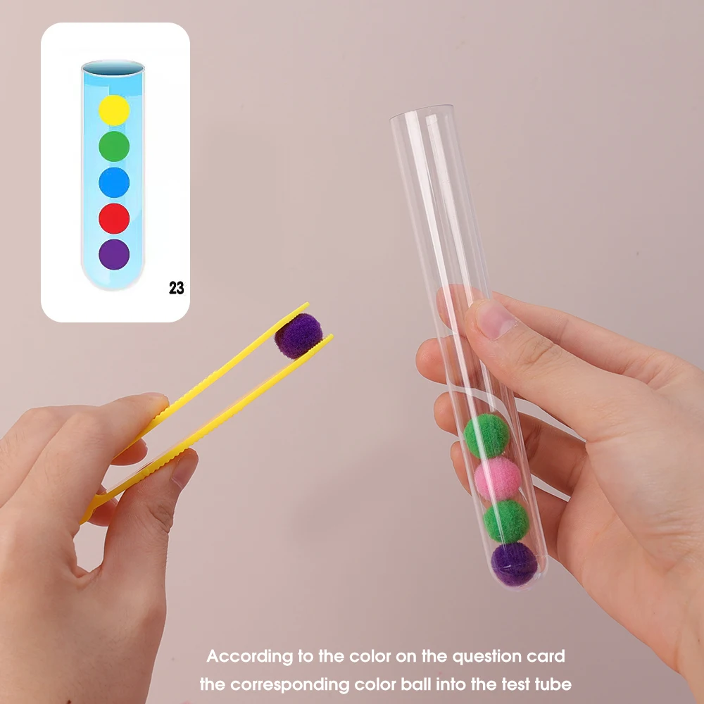 Test Tube Classification Game Hairball Test Tube Sort Fine Movement Training Children Color Cognition Early Education Puzzle Toy 3