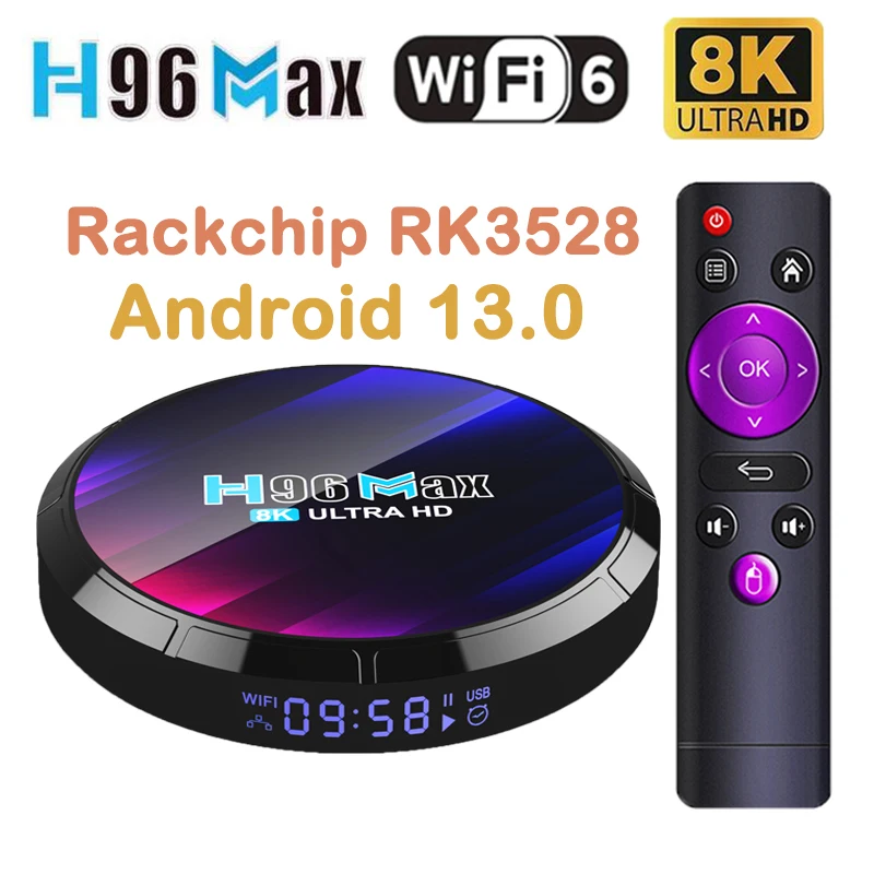 

H96 MAX RK3528 Smart TV Box Android 13 4G 64GB 32GB 8K Wifi6 2.4G&5.8G BT5.0 Media Player Quad Core AV1 3D Fast Box Top Box