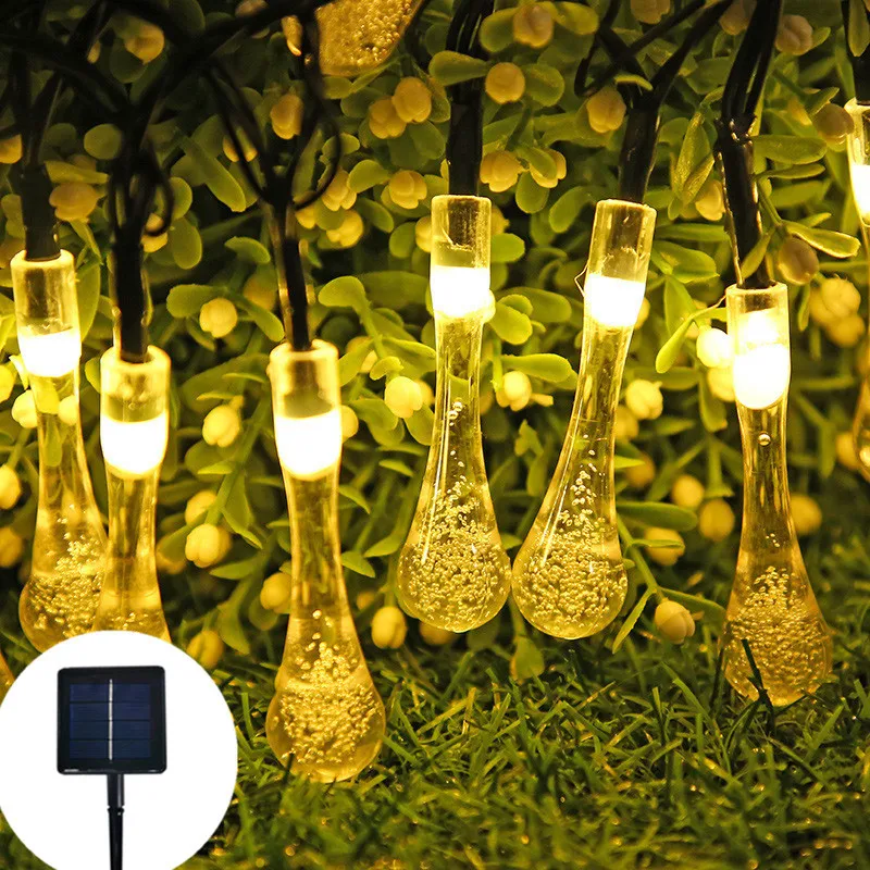 

Water Drop LED Solar Lights Outdoor Lamp Waterproof String Lights for Holiday Christmas Party Fairy Light Garden Garland Decors