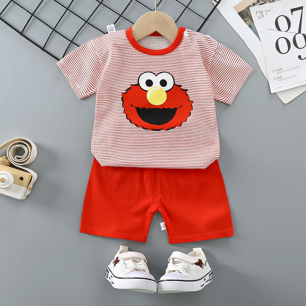 New Summer Children Clothes Suit Fashion Boys Girls Baby Cartoon T-shirt Shorts 2pcs/set Toddler Casual Clothing Kids Tracksuits Baby Clothing Set cheap