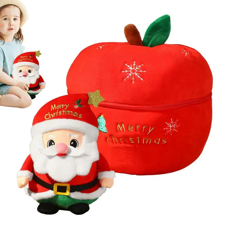 Stuffed Santa Claus Toy Christmas Cartoon Snowman Stuffed Toy Flexible Holiday Toy For Birthday Gift Soft Plushies With Fruit