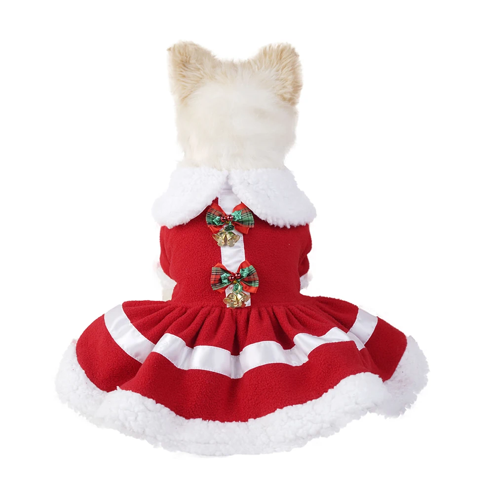 Pet Christmas Clothes Dog And Cat Costumes Winter Style Velvet Thickened Halloween Day Santa Claus Dress Cotton Pet Supplies