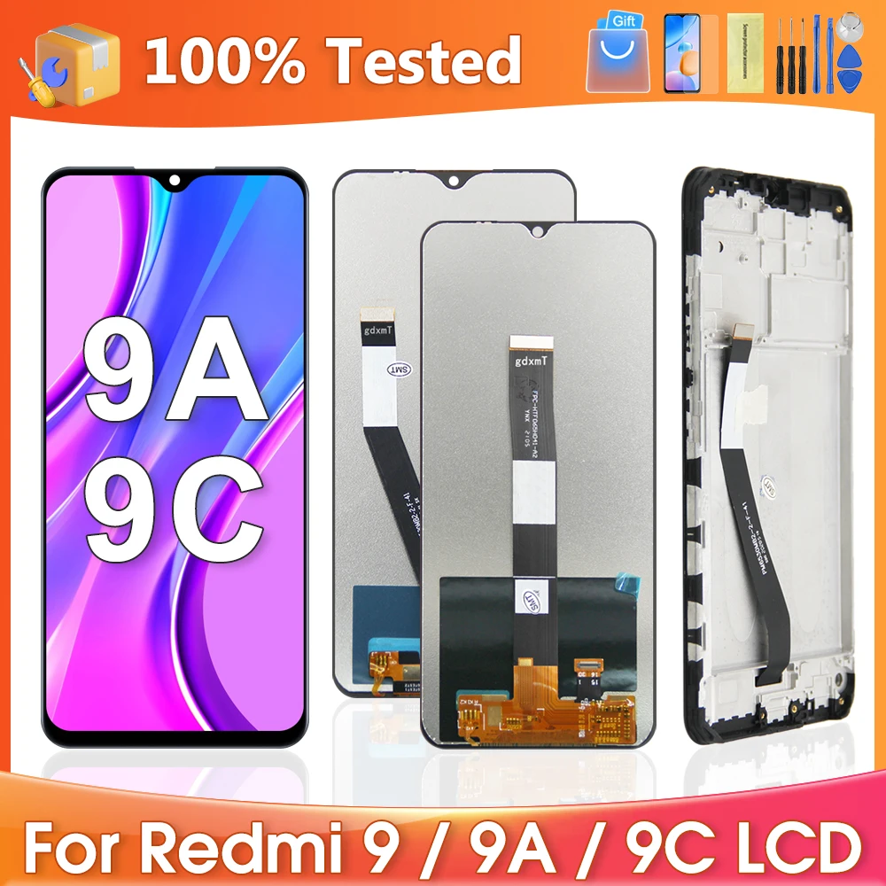 

6.53'' Screen for Redmi 9 M2004J19G LCD Display Touch Screen Digitizer Replacement For Redmi 9A 9C M2006C3LG Display with Frame