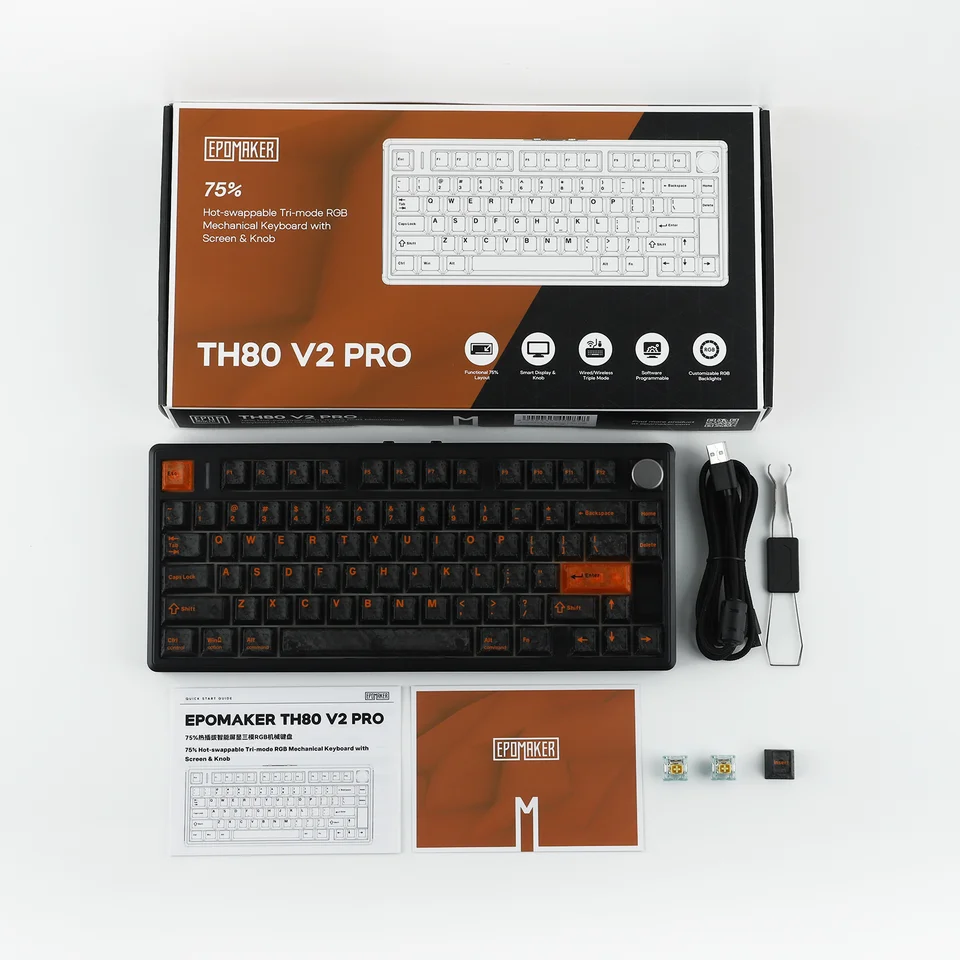 EPOMAKER TH80 V2 PRO 75% ANSI USレイアウト 有線/Bluetooth/2.4Ghz