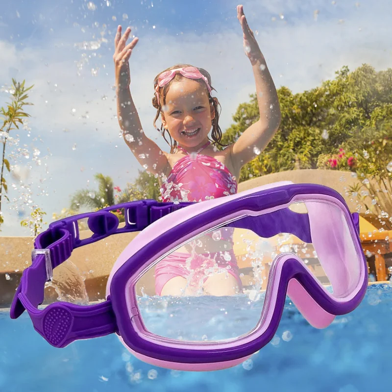HD Wide View Kids' Swimming Goggles Waterproof Anti-Fog Big Frame Design for Boys & Girls Ideal for Swimming Pool Beach