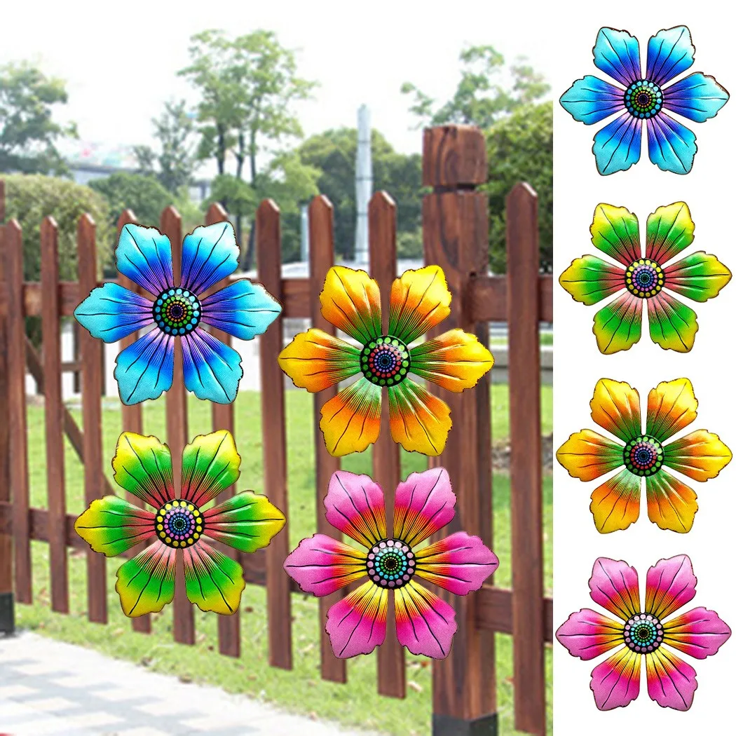 Metal Flower Crafts Wall Art Sculpture Flower Hanging Figurine Decoration Outdoor Hanging Ornament Garden Home Decor 1pc garden decoration metal wall decor
