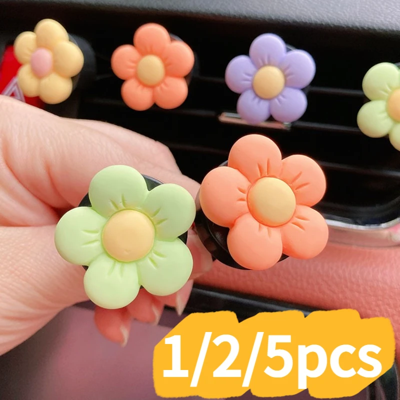 

1/2/5PCs Cute Flower Aromatherapy Car Air Outlet Decoration Conditioning Air Outlet Clip Car Interior Accessories Flora Decor