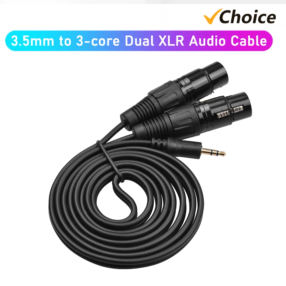 3.5mm to Dual XLR Cable Male/Female 1/8 Inch to 3-Core Double XLR Audio Cable 4.9Ft TRS Audio Adapter Stereo Microphone audio cable
