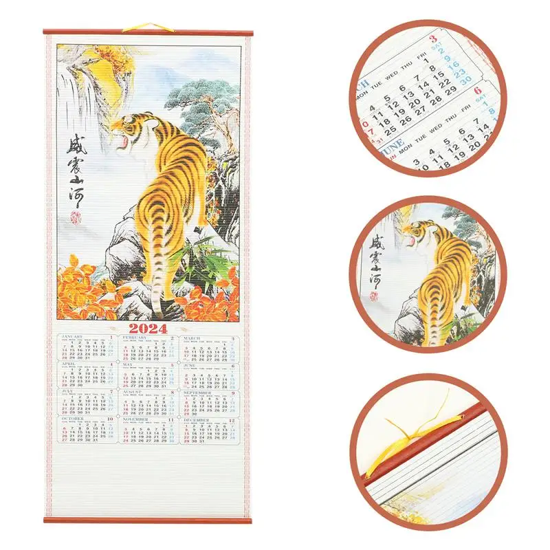 

Hanging Calendar 2024 Chinese The Year Of Dragon Wall Scroll Calendar Hanging Calendar Office Chinese Style Decoration