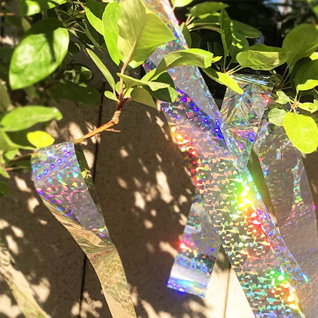 1 Gördülő Flash Fényvisszaverő Madár Ijesztő Szalag Anti Öv Kis Állatok Lézeres Relevelő Szalagok Kerti Gyümölcsös Kártevőirtás - Image 2