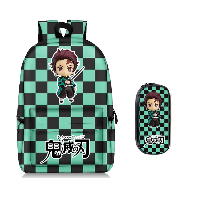 

3D New Demon Slayer Primary School Bag Large Capacity Backpack Polyester Pen Case Two-piece Package
