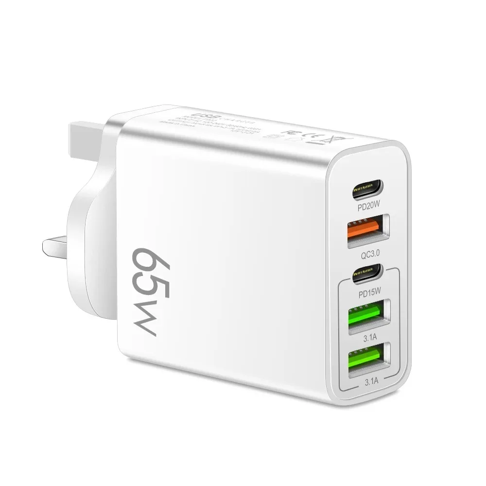 Multi Port USB Charger PD 65W Fast Charging Charger Power Adapter EU/US/UK Plug