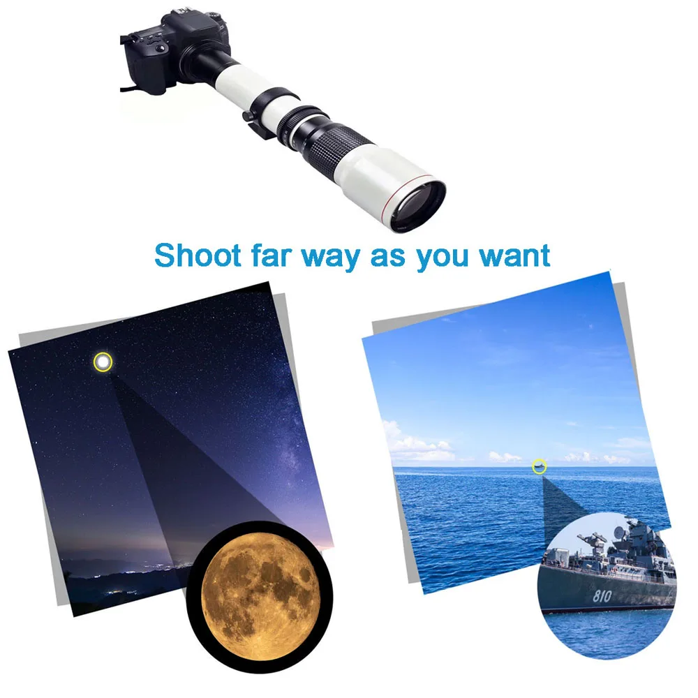 Manual Telephoto Lens 500mm F8.0 with 2X Converter for Nikon D3400 D500 D7200 D5