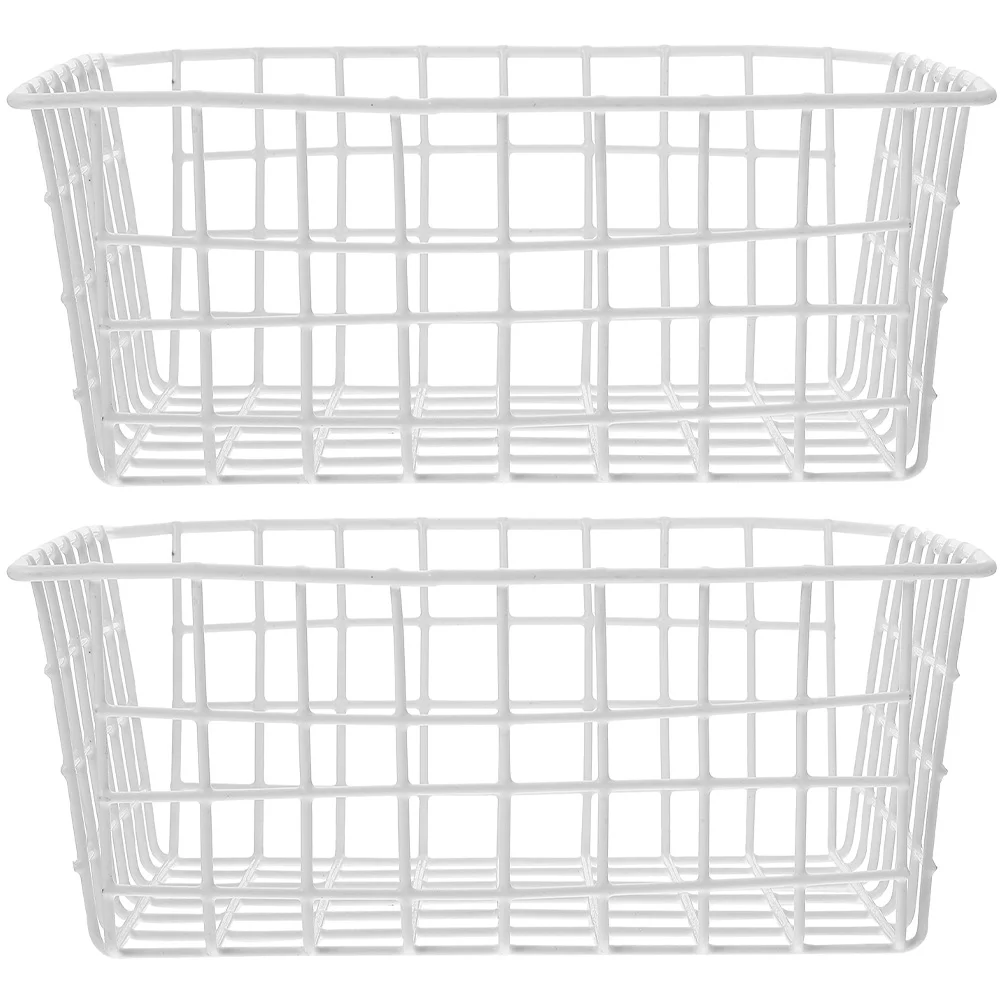 

2 Pcs Freezer Storage Basket Fridge Containers for Organizer Baskets Racks and Bins Iron Refrigerator Tinsel
