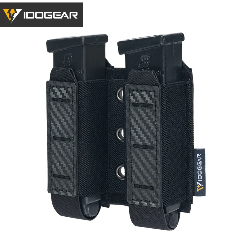 Poche double chargeur 9mm IDOGEAR - Mag pouch carbone MOLLE pêche airsoft tactique