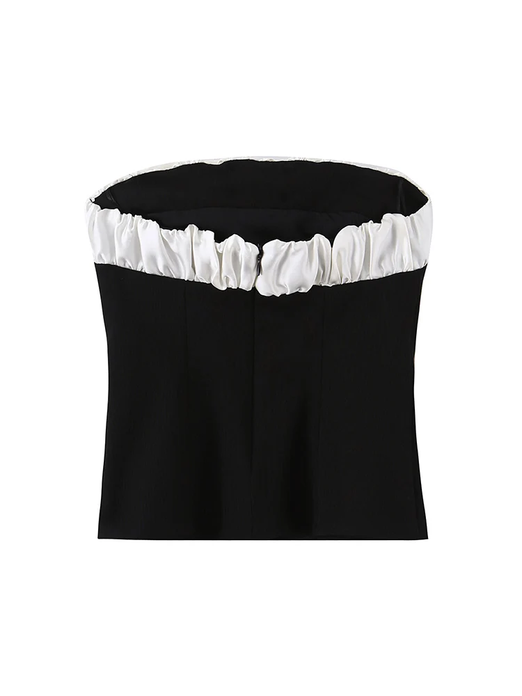 Women Contrast Color Bow Knot Tube Top Summer New Sexy Party Club Strapless Sleeveless Backless Crop Top Fashion Ladies Clothes