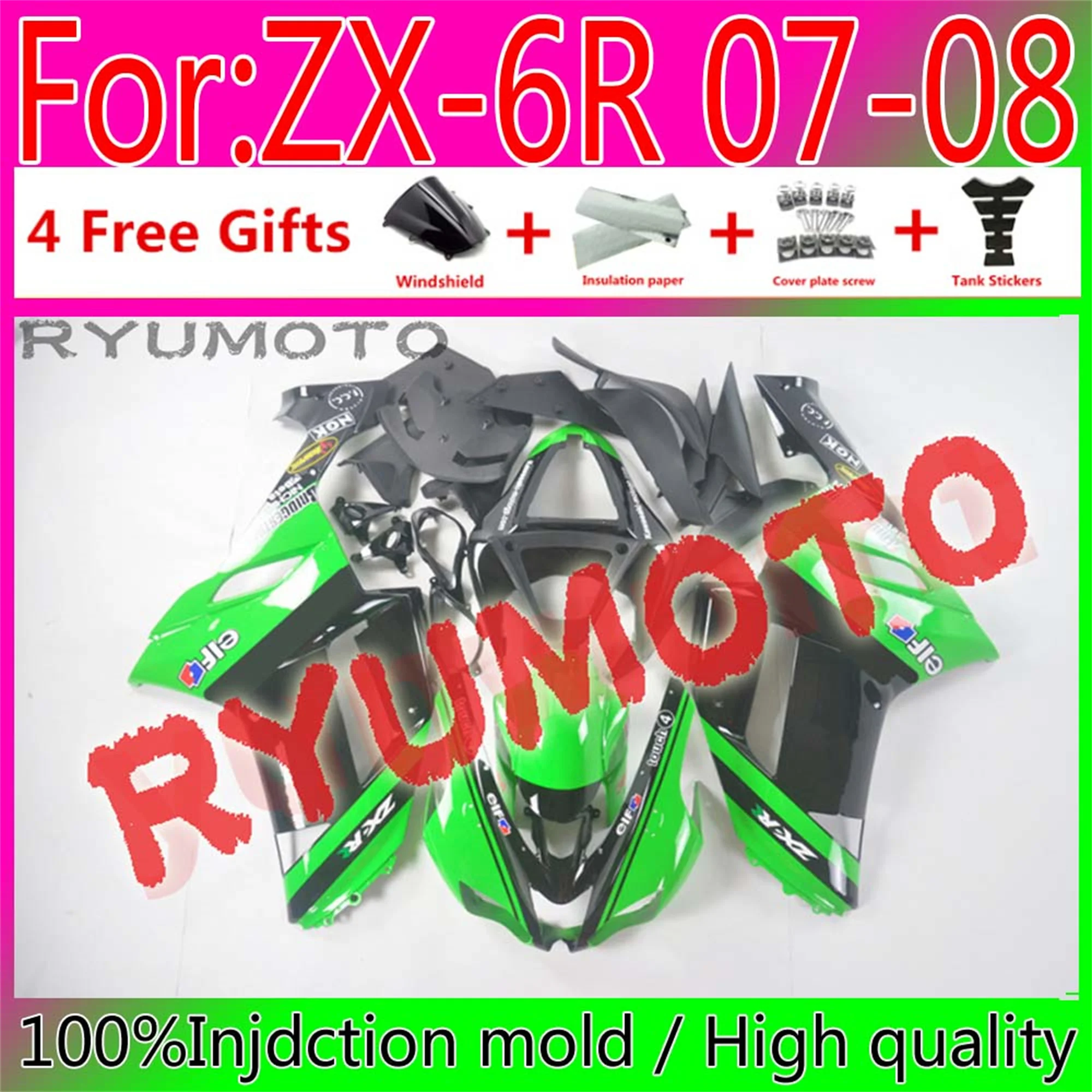 

New ABS Motorcycle Injection mold Fairings Kit Fit For Kawasaki Ninja ZX-6R ZX6R 636 2007 2008 07 08 bodywork fairing