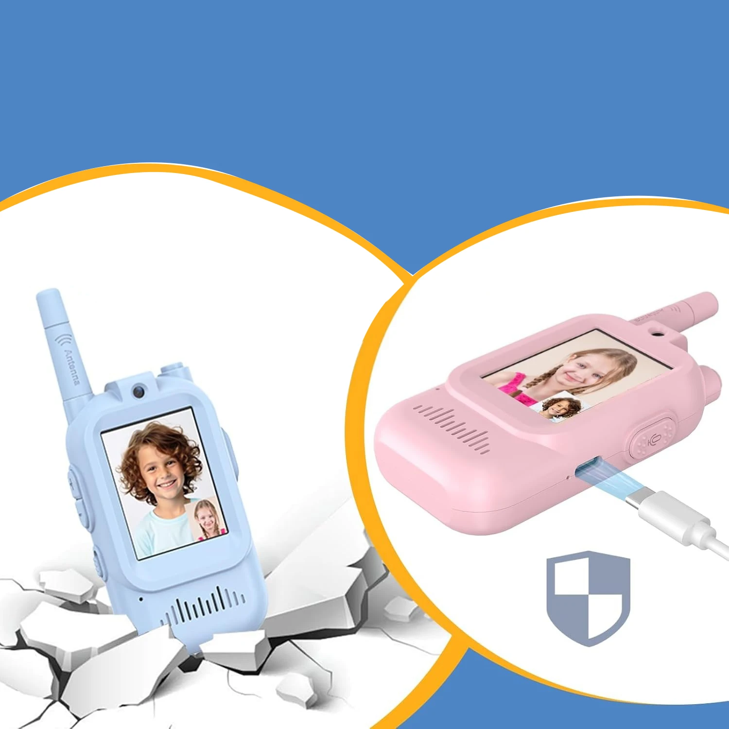 Rechargeable Kids' Video Walkie Talkies - Fun & Easy Communication with Cute 2-Inch Screen