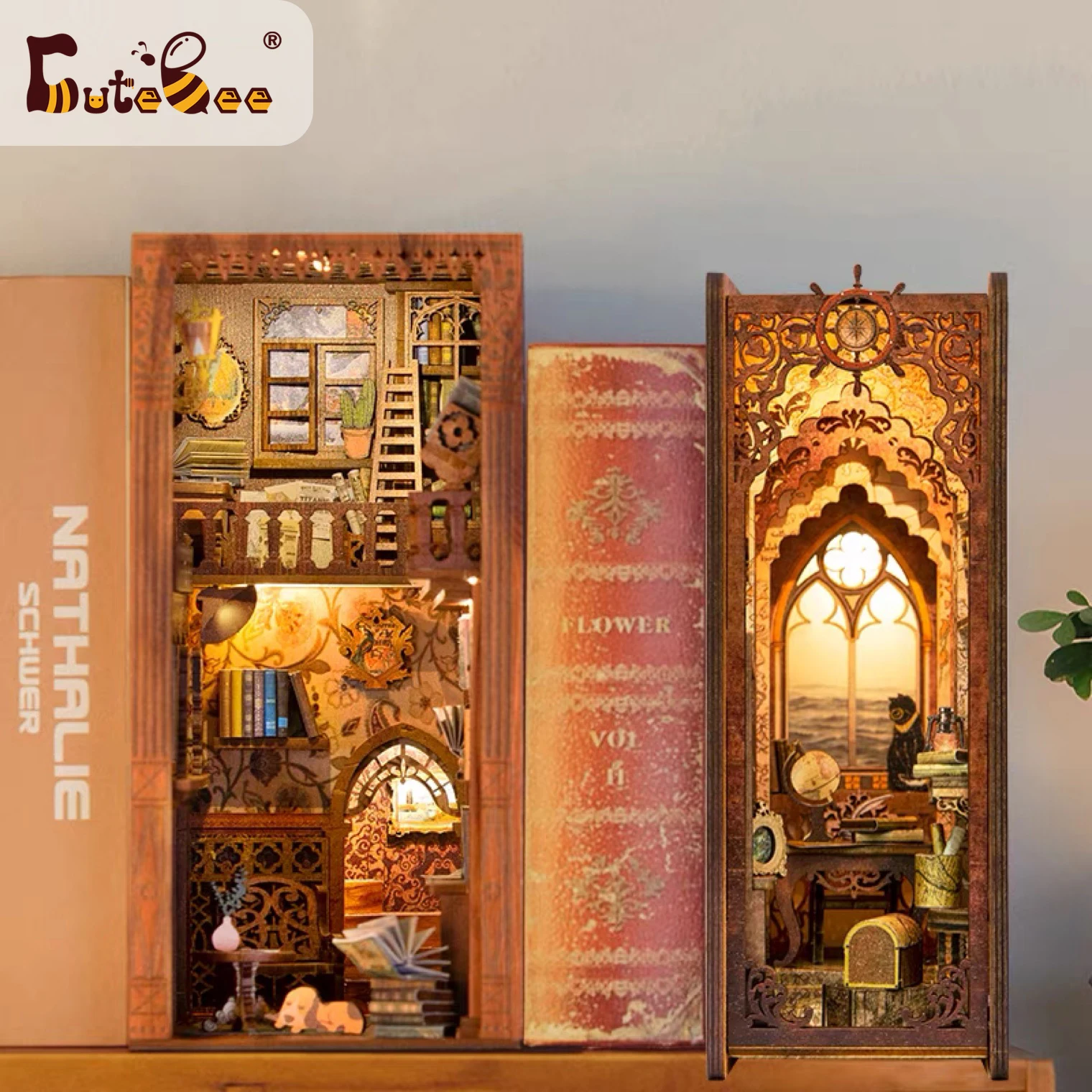 CUTEBEE DIY Book Nook Kit Miniature Dollhouse Eternal Bookstore Bookend