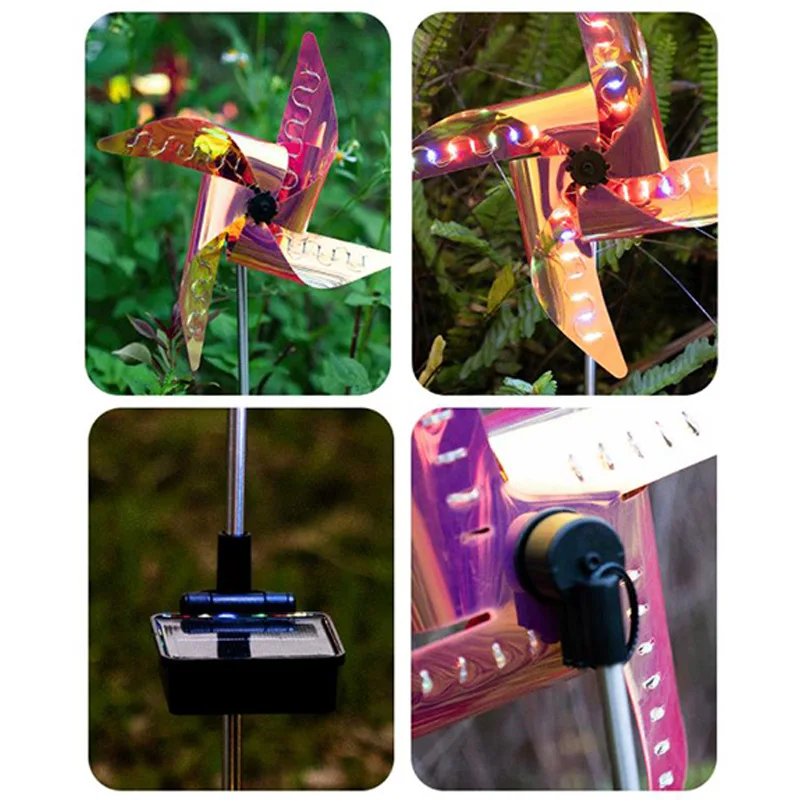 Solar Windmill Colorful Lawn Lamp Waterproof Sunscreen LED Light Garden Decoration Outdoor Battery Life 5h for Garden Art Decor Solar Garden Lamp