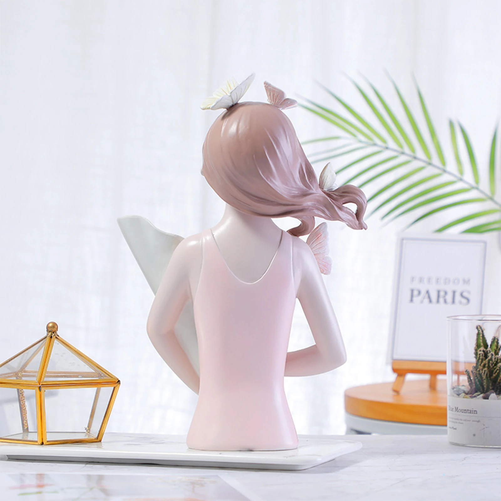 Modern Decorative Artificial Flower Vase Butterfly Girl Sculptures Interior Home Resin Ornaments Household Decoration Vases 4