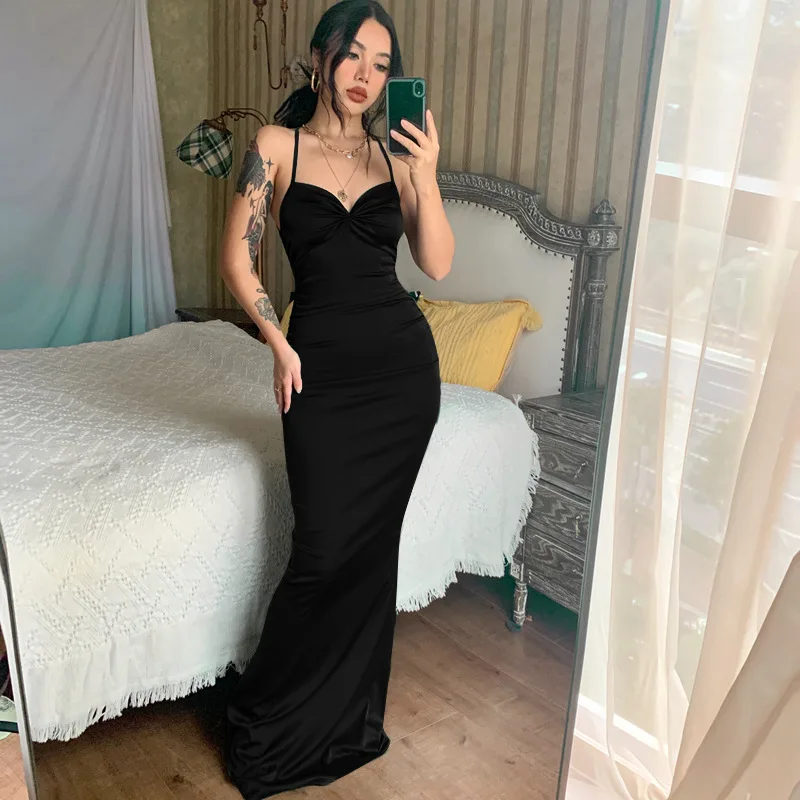 Women Dress Summer Neon Satin Lace Up Women Bodycon Long Midi Dresses Ladies Sleeveless Backless Sexy Cocktail Mermaid Gown