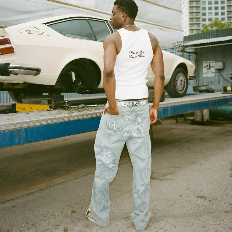 Y2k Retro Baggy Jeans Trendy Cupid Angel Pattern Men Women Pants American Hip Hop Streetwear Unisex Casual Straight Leg Jeans - Image 4