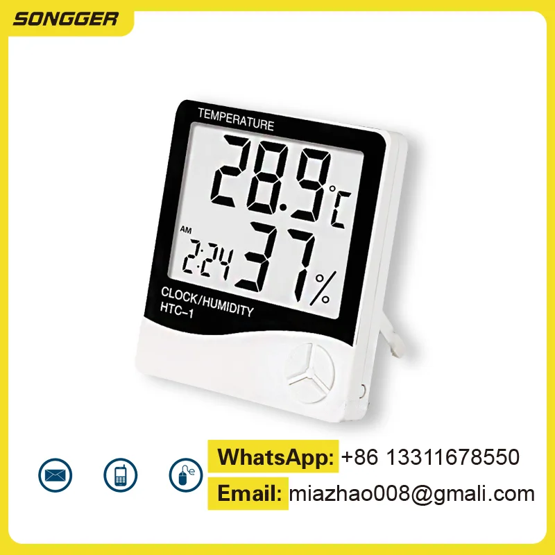 Digital Thermo-Hygrometer with LCD Clock - Indoor/Outdoor Temperature & Humidity Weather Station