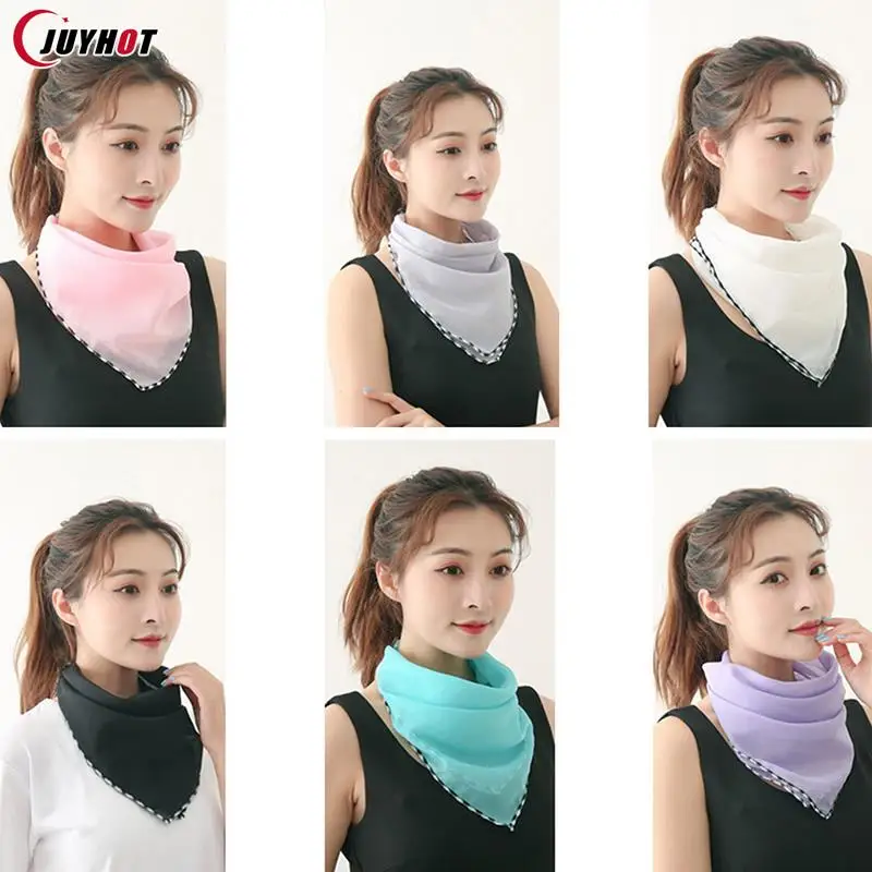 Women Mask Scarf Summer Sun Protection Face Mask Neck Shawl Outdoor Riding Dustproof Running Cycling Ear Hangers Chiffon Scarf 2