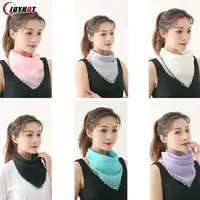 Women Mask Scarf Summer Sun Protection Face Mask Neck Shawl Outdoor Riding Dustproof Running Cycling Ear Hangers Chiffon Scarf 2